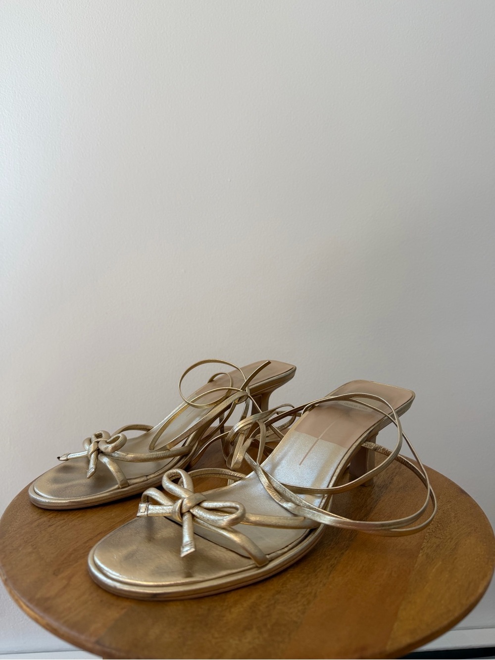 Dolce Vita Gold Strappy Bow Kitten Heels